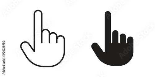 Hand click icon, line symbols on white background. EPS10