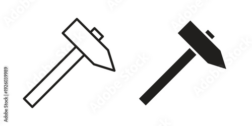 Hammer icon, line symbols on white background. EPS10