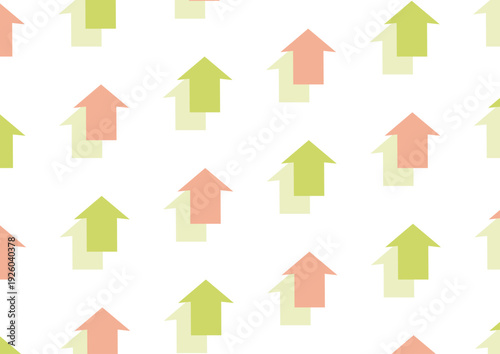 【背景透過】ピンクと黄緑の上向きの矢印が規則正しく並んでいるデザイン