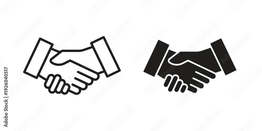 Obraz premium Handshake icon, line symbols on white background. EPS10