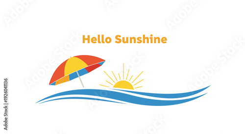Beach umbrella and sun vector icon