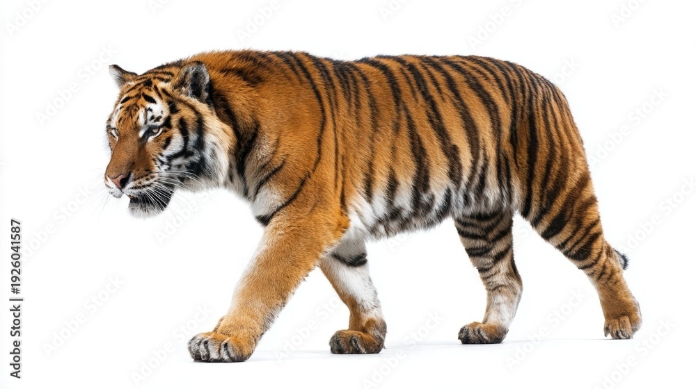 Obraz premium A majestic tiger walking gracefully.