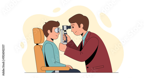 Eye Examination by Optometrist Checking Patient Vision.