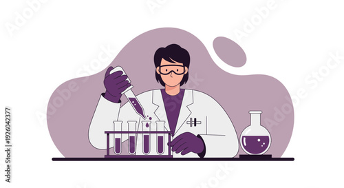 Female Scientist Conducting Experiment in Laboratory.