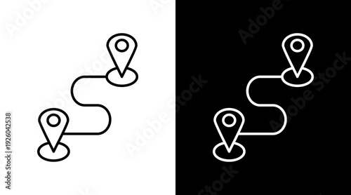 Route Map White Icon Set Design