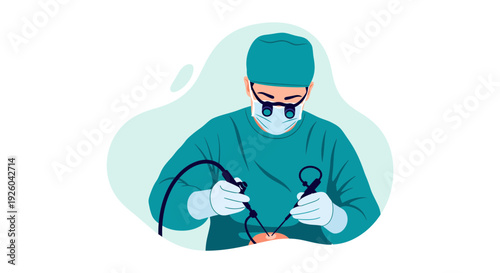 Surgeon Performing Precise Surgical Operation.