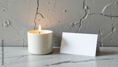 Serene Candlelight with Blank Paper Textured Wall