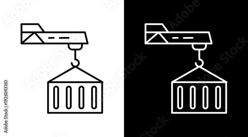 Container  White Icon Set Design