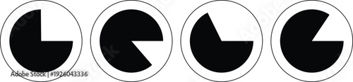 Black and white pie chart circular symbols data visualization