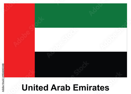 United Arab Emirates National Flag Symbol on White Background