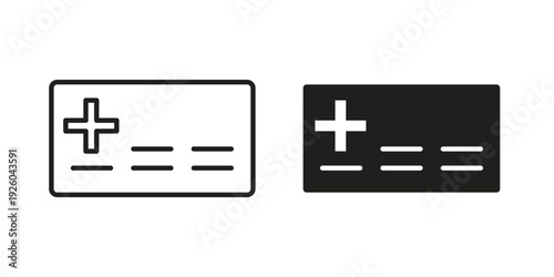 Insurance card icon, line symbols on white background. EPS10