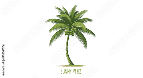 Palm tree icon, green palm tree, sunny vibes