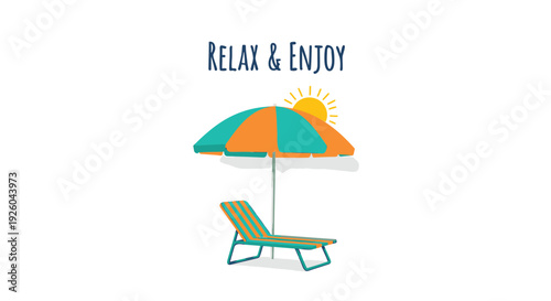 Beach umbrella and lounge chair icon