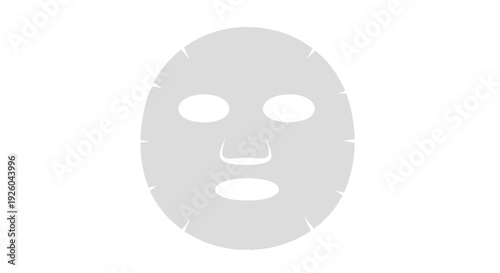 Illustration of a facial mask with eye and mouth holes on a serene background viewed from the front