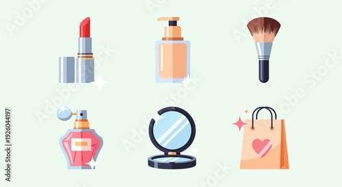 Assorted beauty products and cosmetics arranged neatly on a flat surface for a makeup routine or shopping spree