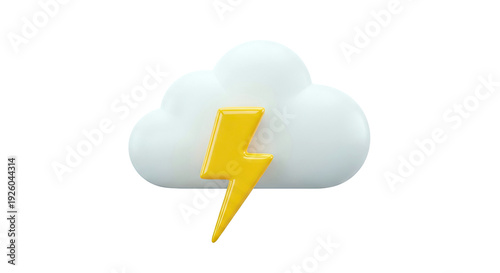 3D Cloud and Lightning Bolt Icon