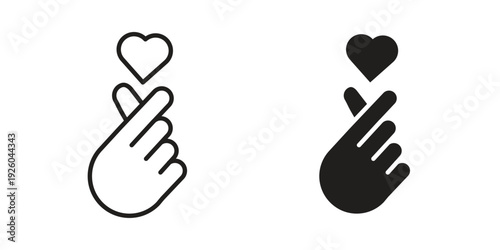 korean heart icon, line symbols on white background. EPS10