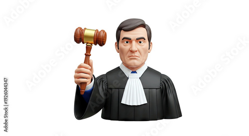 3D Cartoon Judge Holding Gavel