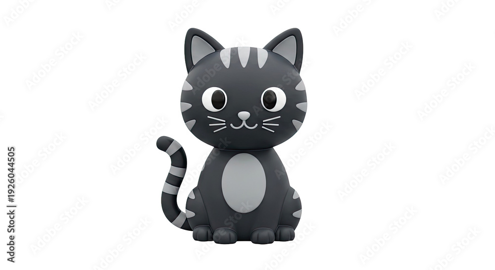 Obraz premium Stylized 3D Black Cat with Grey Stripes