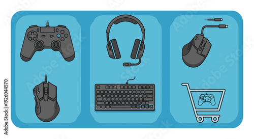 Collection of gaming peripherals and accessories displayed on a digital shopping interface
