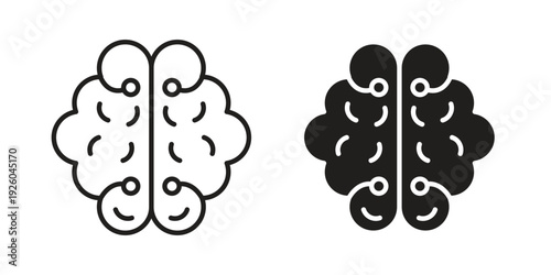 Machine learning icon, line symbols on white background. EPS10