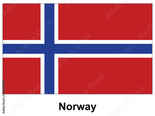 Norway Flag with Red Background and Blue Cross Symbolizing National Pride