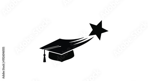 Graduation Cap with a Shooting Star Symbolizing Academic Achievement and Success