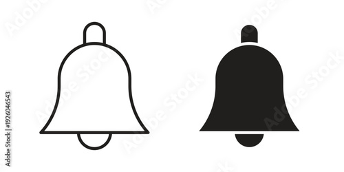 Notification bell icon, line symbols on white background. EPS10