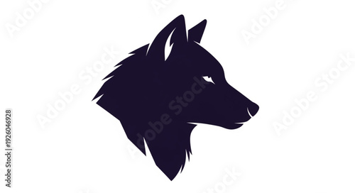 Black Wolf Head Silhouette Profile.