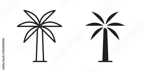 Palm tree icon, line symbols on white background. EPS10