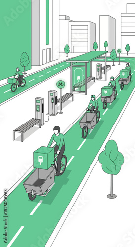Sustainable urban delivery with electric cargo bikes and charging stations