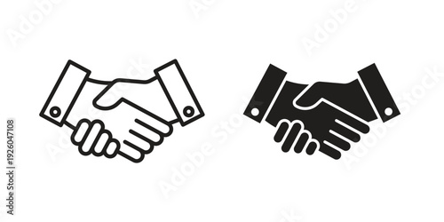 Partnership icon, line symbols on white background. EPS10