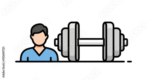 Man exercising with dumbbell icon illustration