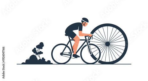 Cyclist riding bicycle on scenic route with trees