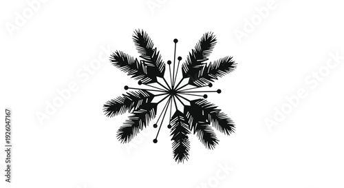 Elegant monochrome floral star design with radiating organic elements, perfect for modern decorative patterns and graphic embellishments and abstract visuals