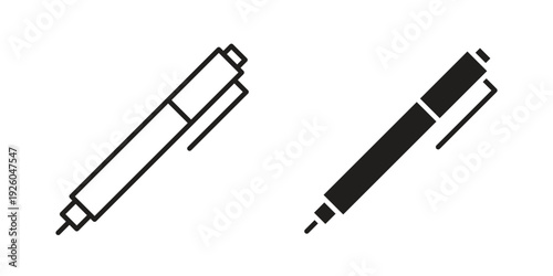 Pen icon, line symbols on white background. EPS10