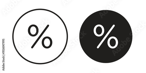 Percentage icon, line symbols on white background. EPS10