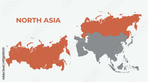 North Asia Map Highlighting Russia and its Regions, Global Geography Illustration for Education and Business