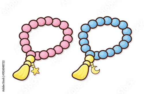 Tasbeeh beeds. prayer beeds vector. islamic prayer beeds cartoon illustration. ramadan elements. ramadan doodle illustration