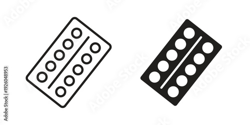 Pill blisters, line symbols on white background. EPS10icon, line symbols on white background. EPS10