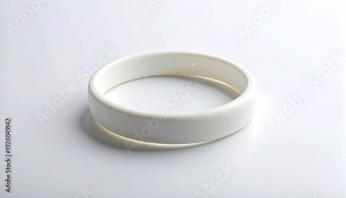 White Ceramic Ring on White Background.