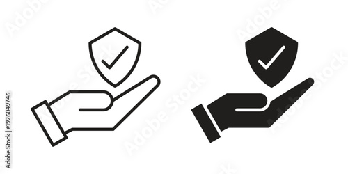 Policyholder icon, line symbols on white background. EPS10