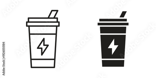 Protein shake icon, line symbols on white background. EPS10