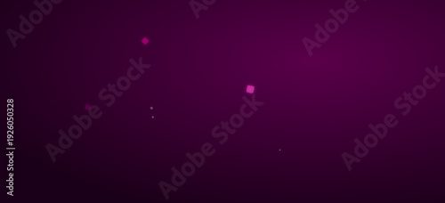 Vibrant purple background with glowing pink and white squares