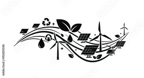 Renewable energy sources flowing together, symbolizing a sustainable future.