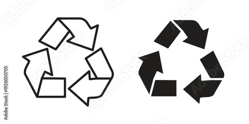 Recycling icon, line symbols on white background. EPS10