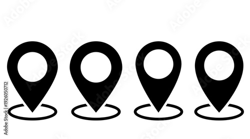Black Location Pin Icons Set for Map Navigation and GPS Pointer Markers