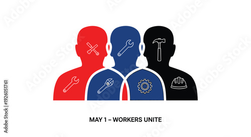 Labor day icons, Workers unite symbol set