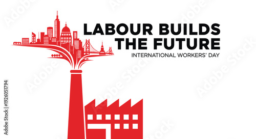 Labor day, International Workers' Day logo, Labour Builds The Future