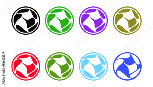 Colorful recycling symbols with different recycling material indicators